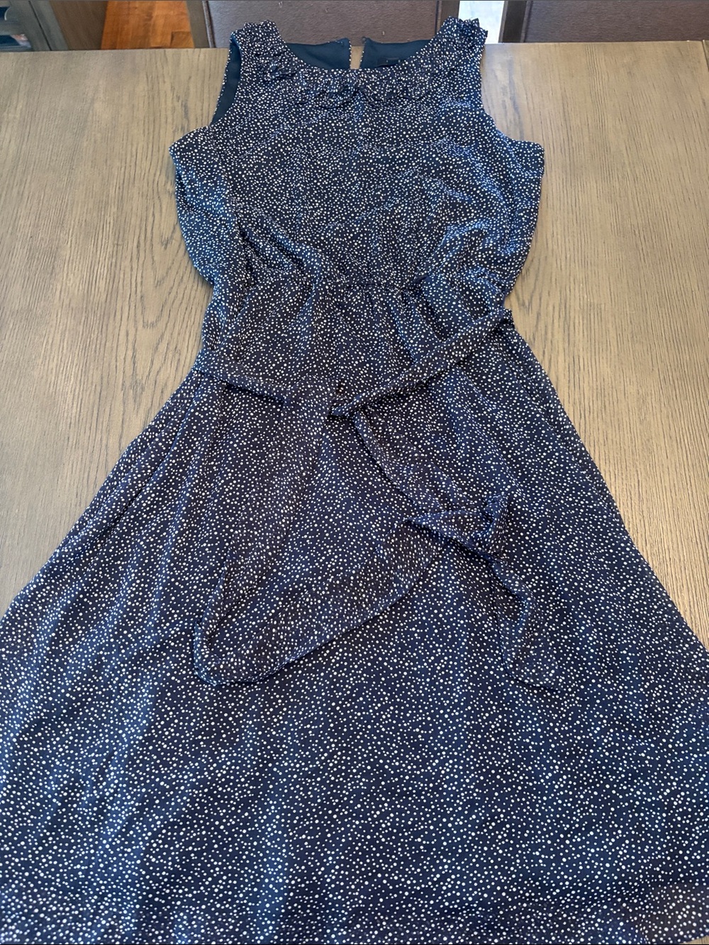 MSK Navy Sleeveless Midi Dress with White Dot Print
